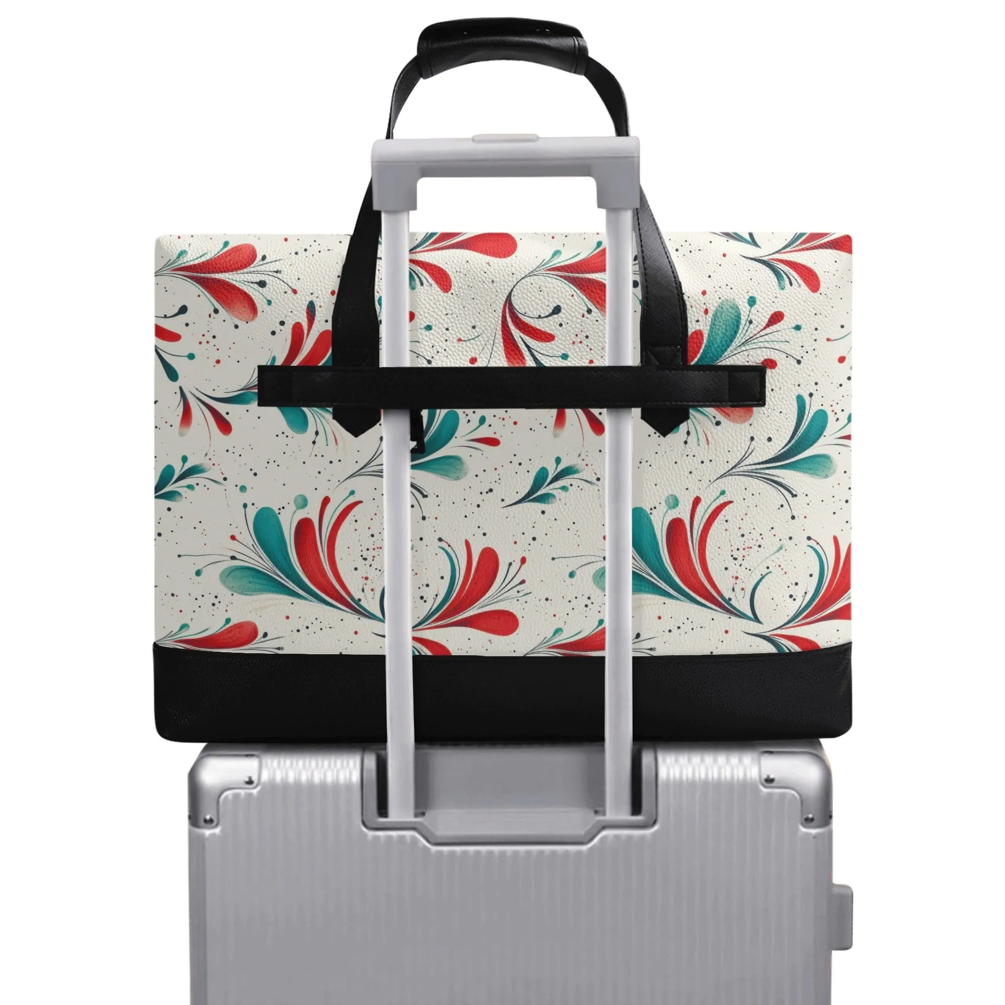 Retro Sprinkles & Blooms | Faux Leather Briefcase | Business Laptop Bag – Classic, Durable, Water-Resistant