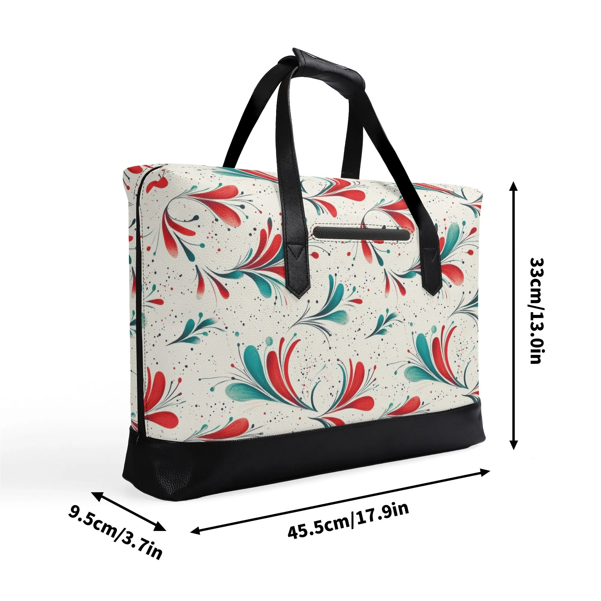 Retro Sprinkles & Blooms | Faux Leather Briefcase | Business Laptop Bag – Classic, Durable, Water-Resistant