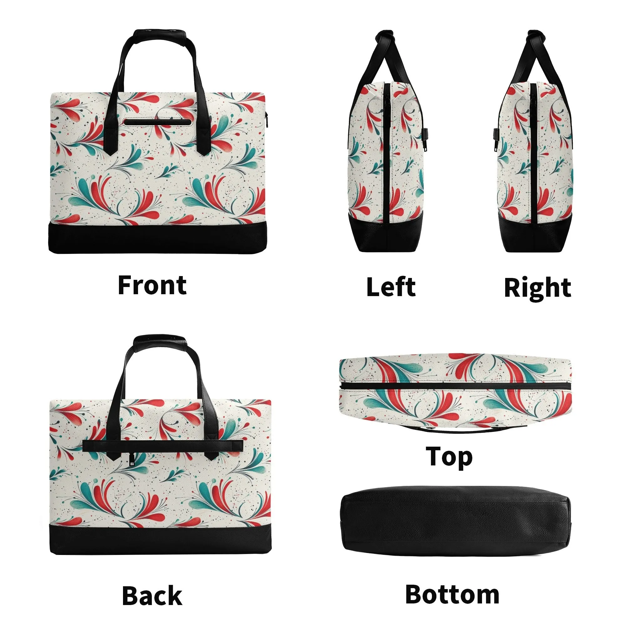 Retro Sprinkles & Blooms | Faux Leather Briefcase | Business Laptop Bag – Classic, Durable, Water-Resistant