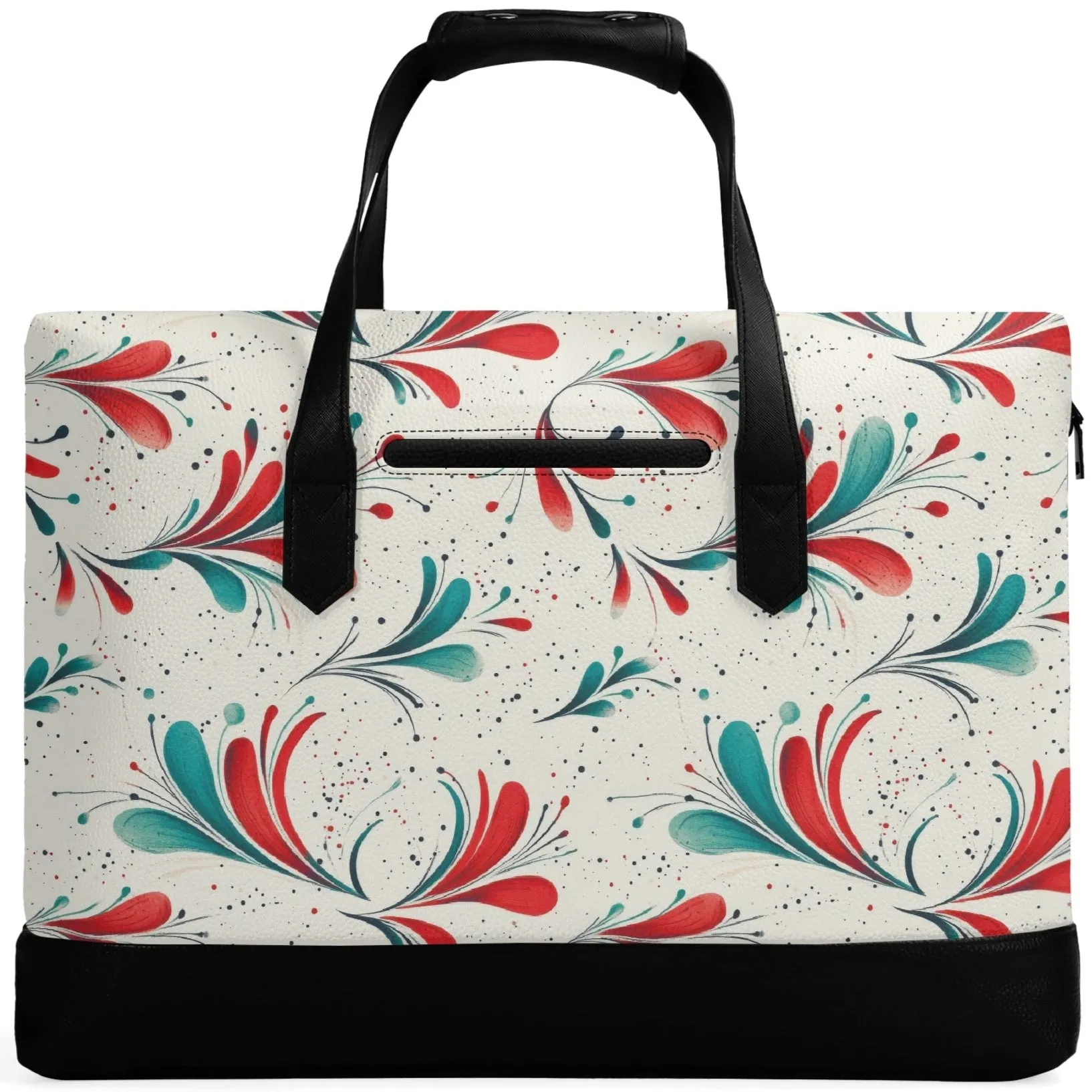 Retro Sprinkles & Blooms | Faux Leather Briefcase | Business Laptop Bag – Classic, Durable, Water-Resistant