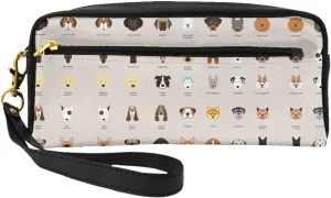 Reusable Cosmetic Makeup Bag â€“ Dog breed Print Leather Small Makeup Bag for Travel, Toiletry Organizer with Zipper
