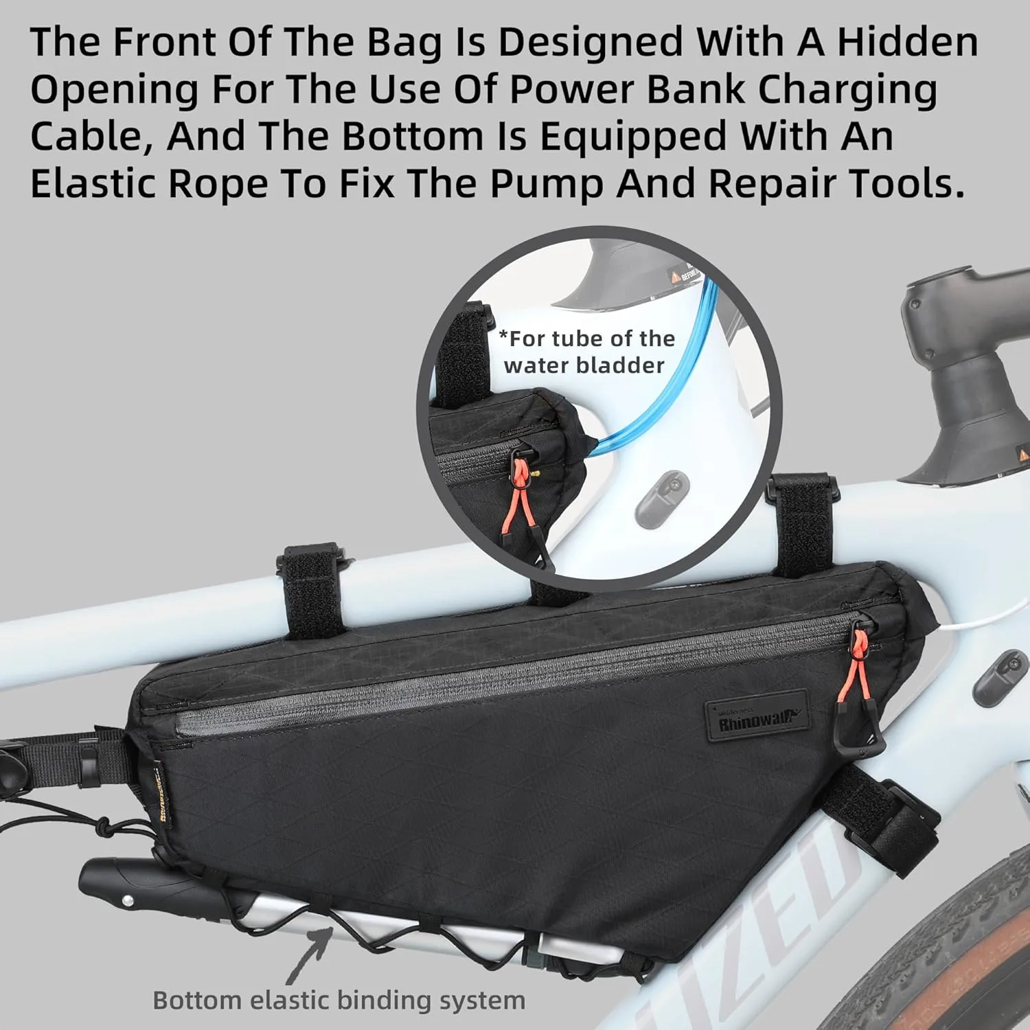 Rhinowalk Bicycle Front Frame Bag Bike Under Top Tube Triangle Bag 2.9L Cycling Accessories Nylon Pack Pouch for MTB Road Bike Cycling Commuting and Outdoor Adventures