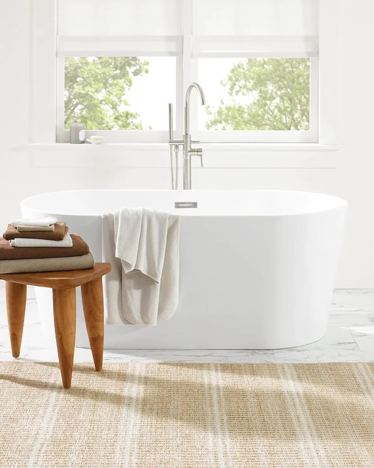 Ridge Cordless Roller White Shade, 34" W x 72" L, White Solid Pattern