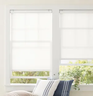 Ridge Cordless Roller White Shade, 34" W x 72" L, White Solid Pattern