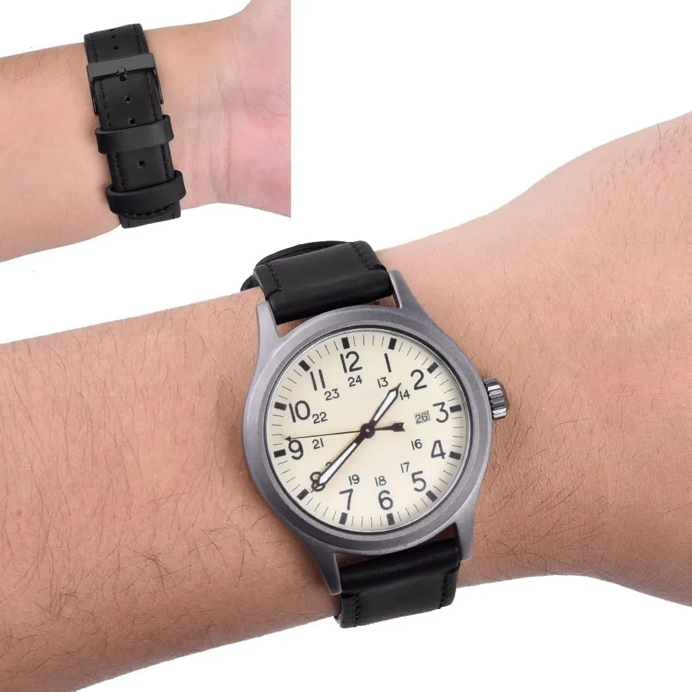 Ritche Christmas Gift Quick Release Leather Watch Band Leather Watch Strap 18mm 19mm 20mm 21mm 22mm 23mm or 24mm for Men and Women, White Elephant Gifts, Stocking Stuffers For Men