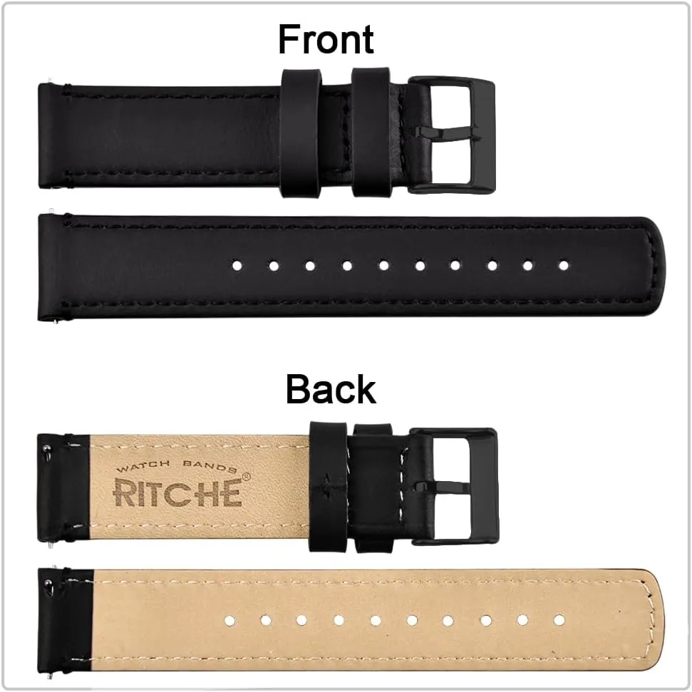 Ritche Christmas Gift Quick Release Leather Watch Band Leather Watch Strap 18mm 19mm 20mm 21mm 22mm 23mm or 24mm for Men and Women, White Elephant Gifts, Stocking Stuffers For Men