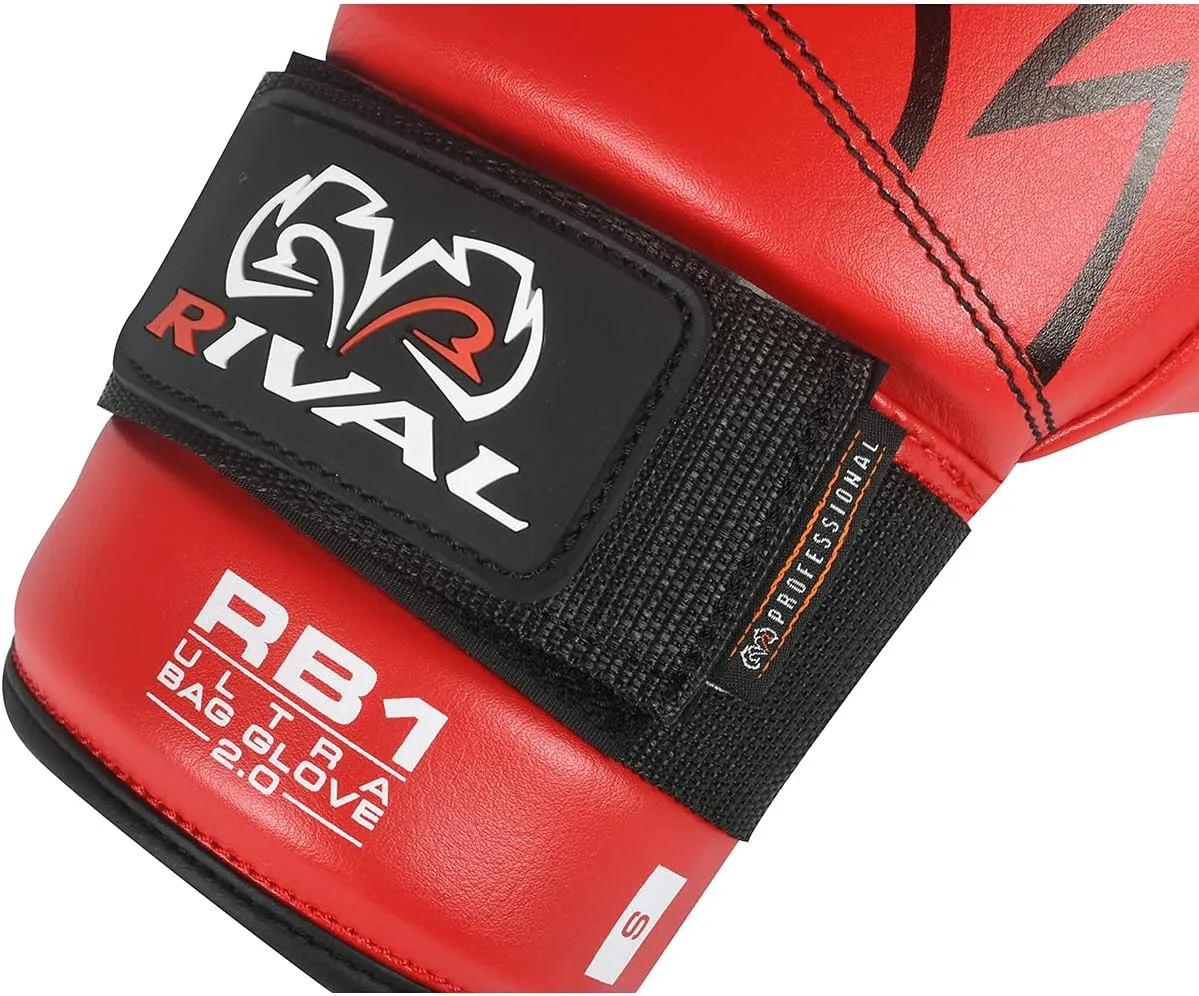 RIVAL Boxing RB1 2.0 Ultra Bag Gloves, Hook and Loop Closure, Super-Resistant Microfiber, High-Density Foam, Breathable Mesh Palm