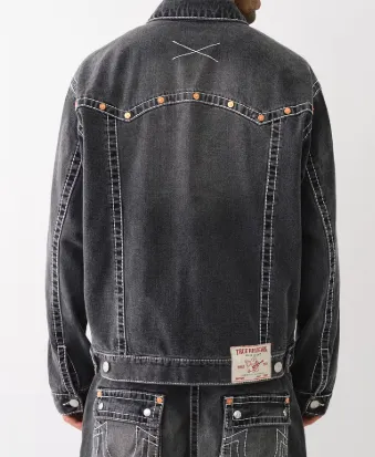 RIVET BIG T ZIP DENIM JACKET