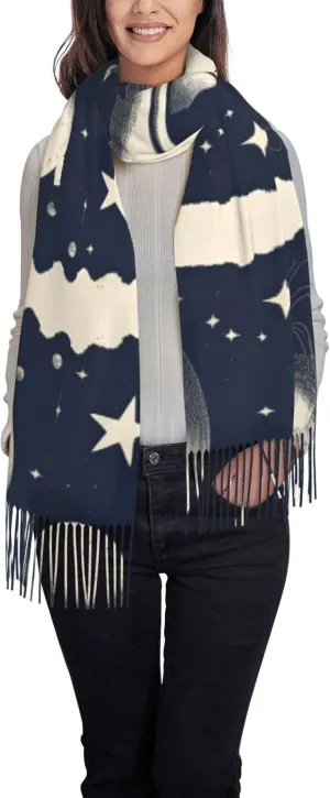 Rocket In Space Print Womens Fall Winter Scarf Tassel Soft Warm Blanket Scarves Womens Shawl Big Scarf Printed Scarf
