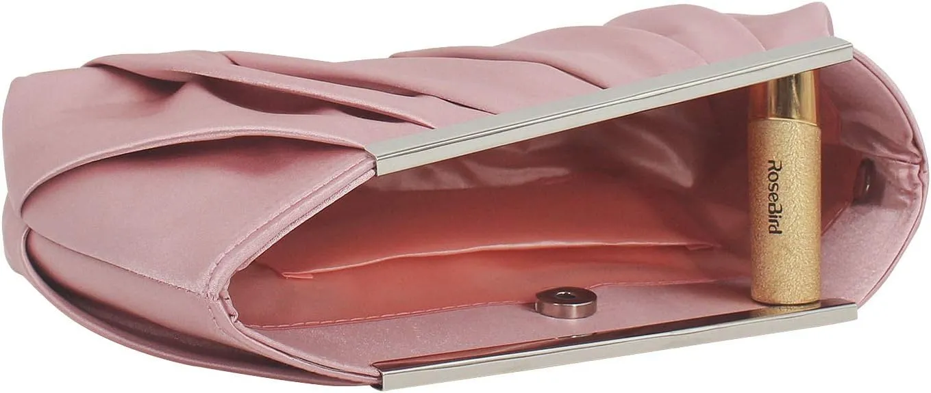 RomanticDesign Elegant Evening Clutch Pleated Satin Bridal Purse Party Prom Banquet Handbag Shoulder Bag