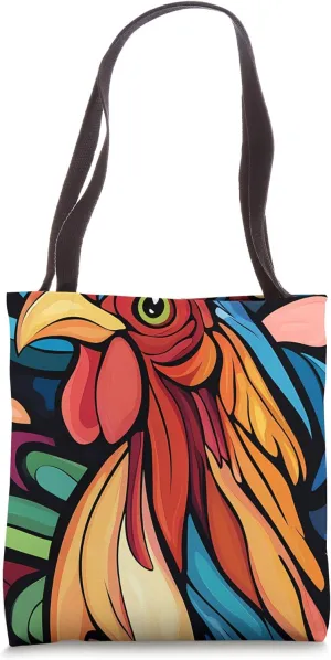Rooster PC Hatch Pattern - Rustic Farm Animal Design Tote Bag