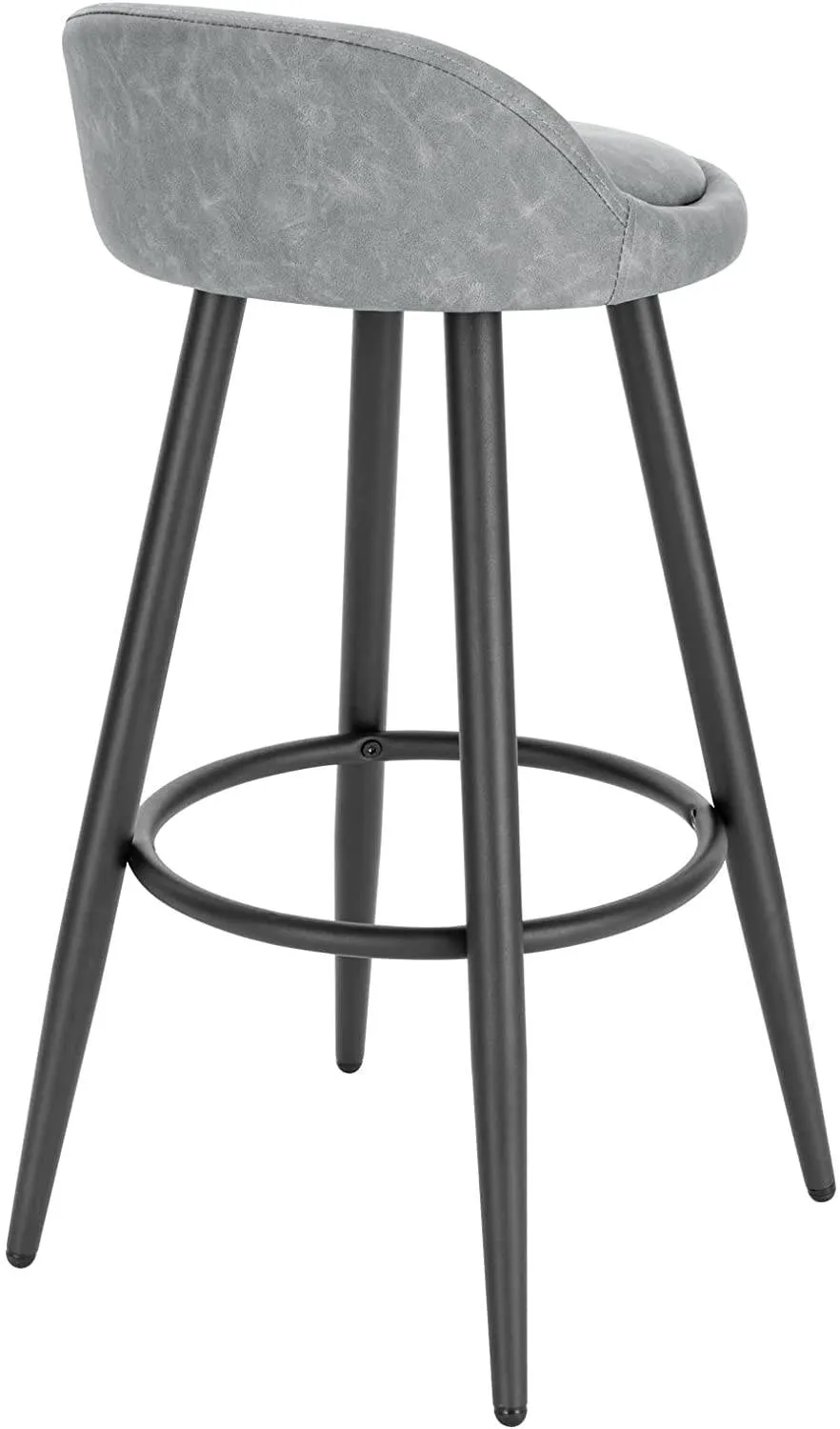 Rootz Bar Stool Gray Brown - Counter Chair - Wooden Frame - Faux Leather Seat - Adjustable Foot Pads - 78.5cm x 70cm x 37cm