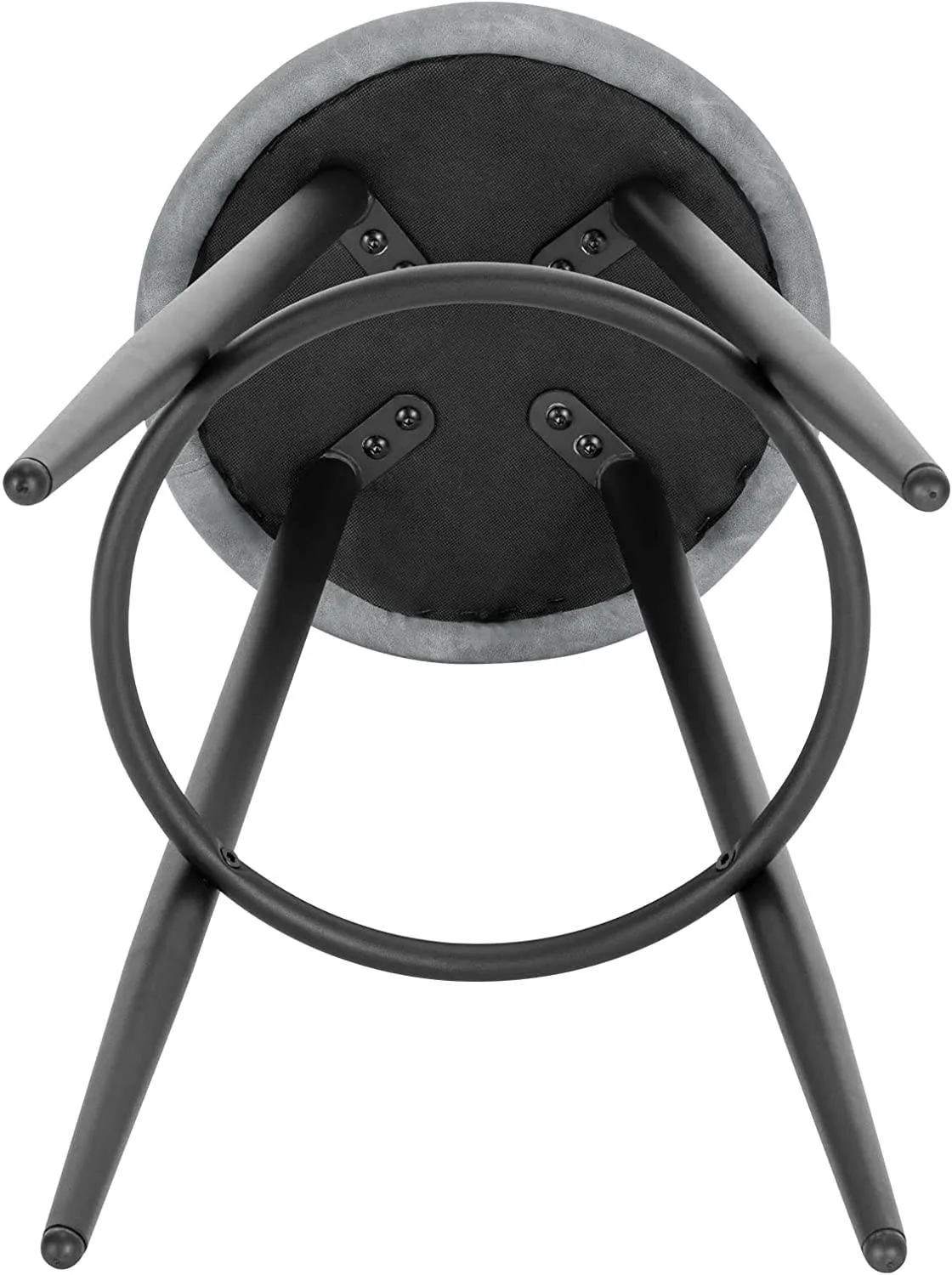 Rootz Bar Stool Gray Brown - Counter Chair - Wooden Frame - Faux Leather Seat - Adjustable Foot Pads - 78.5cm x 70cm x 37cm