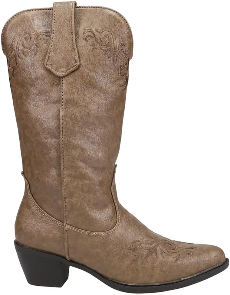 ROPER Womens Brooklyn Round Toe Casual Boots Mid Calf Low Heel 1-2" - Beige