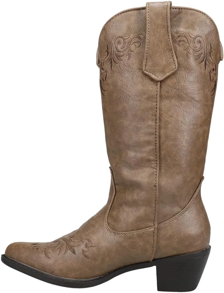 ROPER Womens Brooklyn Round Toe Casual Boots Mid Calf Low Heel 1-2" - Beige