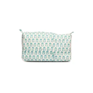 ROSE MARY BUTI TURQUOISE QUILTED TOILETRY POUCH
