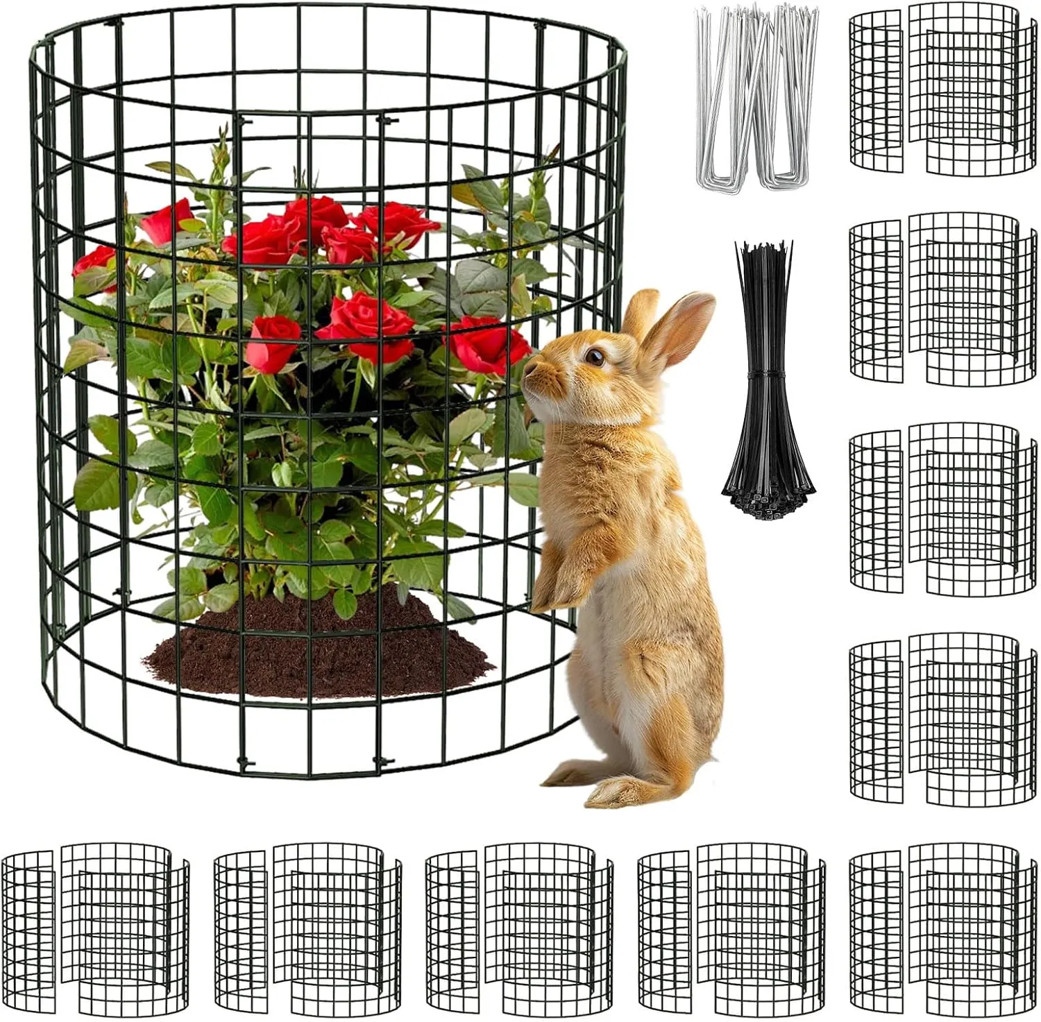 Round Plant Protector from Animals,12'' x 12'' Metal Wire Mesh Garden Plant Cages for Outdoor Gardening Supplies, Garden Protection Rabbits Chickens Ducks for Vegetables, Flowers, Shrubs (10)