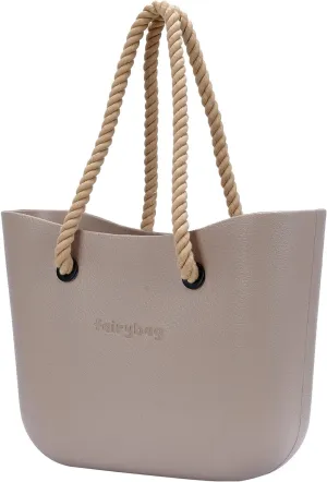 Rubber Tote Handbag with Rope Handles and Faux Leather Strap Lightweight Waterproof Shoulder Bag with EVA Foam Rubber