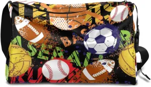 Rugby Basketball Baseball Small Gym Bag for Men Women Workout Sport Duffle Bag Waterproof Weekender Overnight Bag Lightweight Carry on Tote Bag Crossbody Shoulder Travel Bag for Swim Yoge Dance