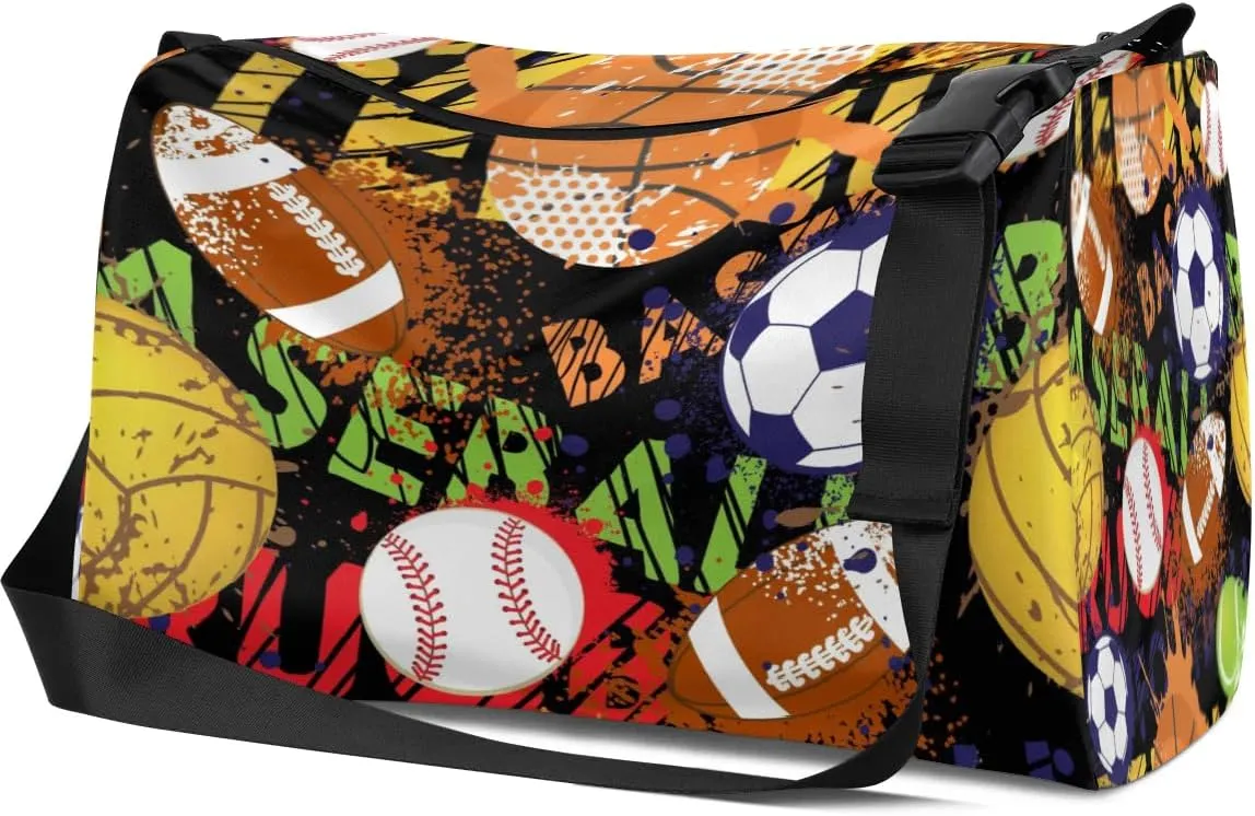 Rugby Basketball Baseball Small Gym Bag for Men Women Workout Sport Duffle Bag Waterproof Weekender Overnight Bag Lightweight Carry on Tote Bag Crossbody Shoulder Travel Bag for Swim Yoge Dance