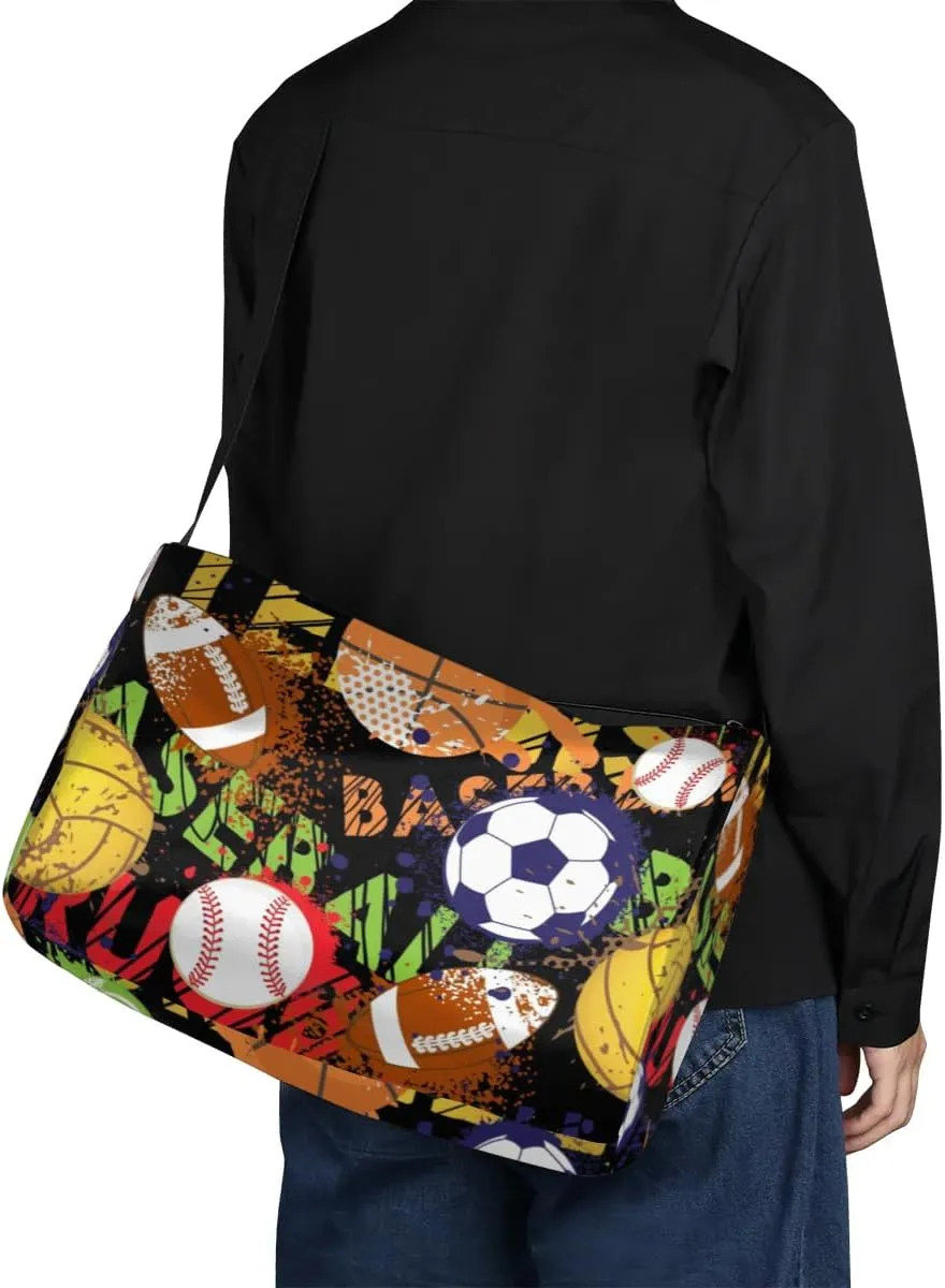 Rugby Basketball Baseball Small Gym Bag for Men Women Workout Sport Duffle Bag Waterproof Weekender Overnight Bag Lightweight Carry on Tote Bag Crossbody Shoulder Travel Bag for Swim Yoge Dance