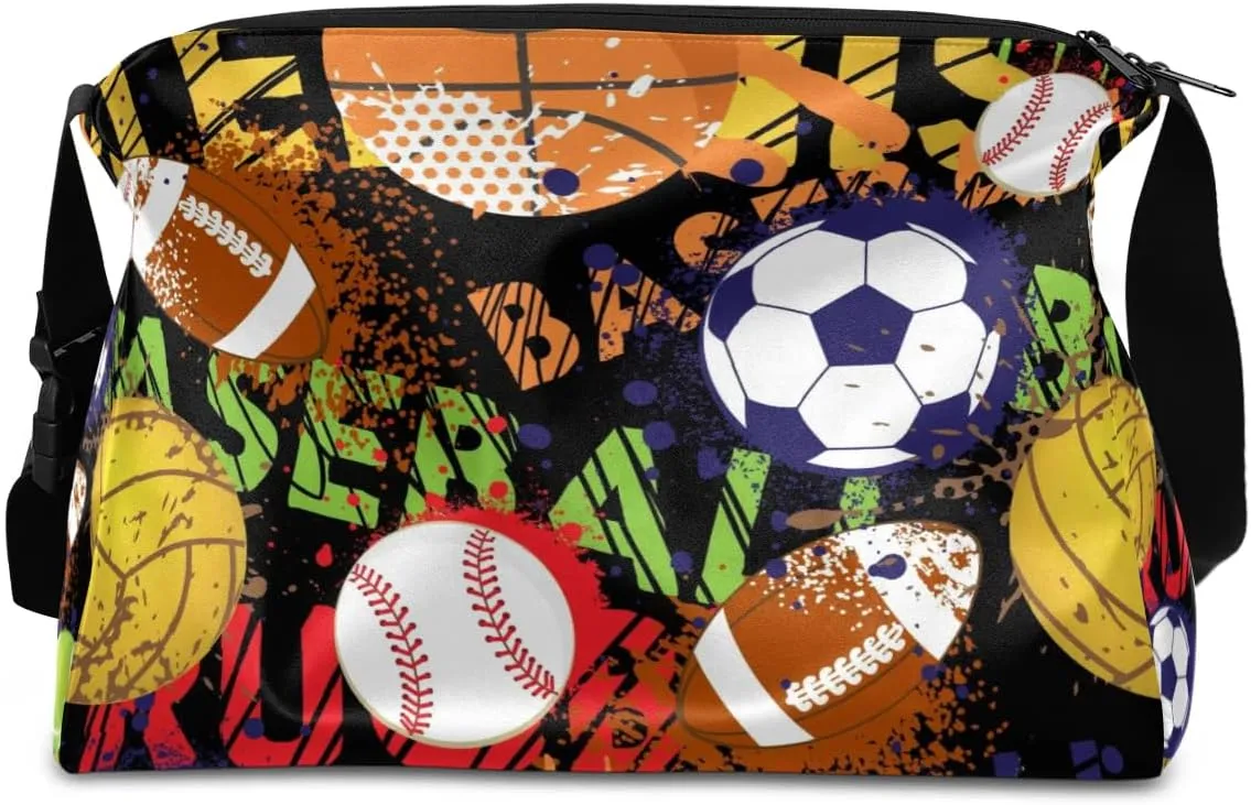 Rugby Basketball Baseball Small Gym Bag for Men Women Workout Sport Duffle Bag Waterproof Weekender Overnight Bag Lightweight Carry on Tote Bag Crossbody Shoulder Travel Bag for Swim Yoge Dance