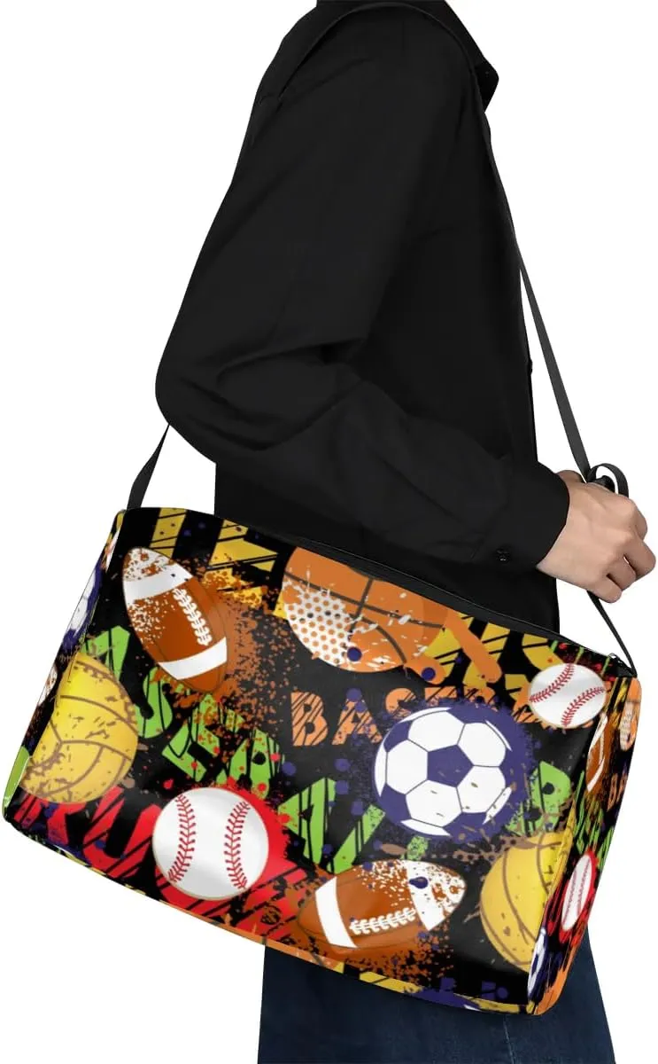 Rugby Basketball Baseball Small Gym Bag for Men Women Workout Sport Duffle Bag Waterproof Weekender Overnight Bag Lightweight Carry on Tote Bag Crossbody Shoulder Travel Bag for Swim Yoge Dance