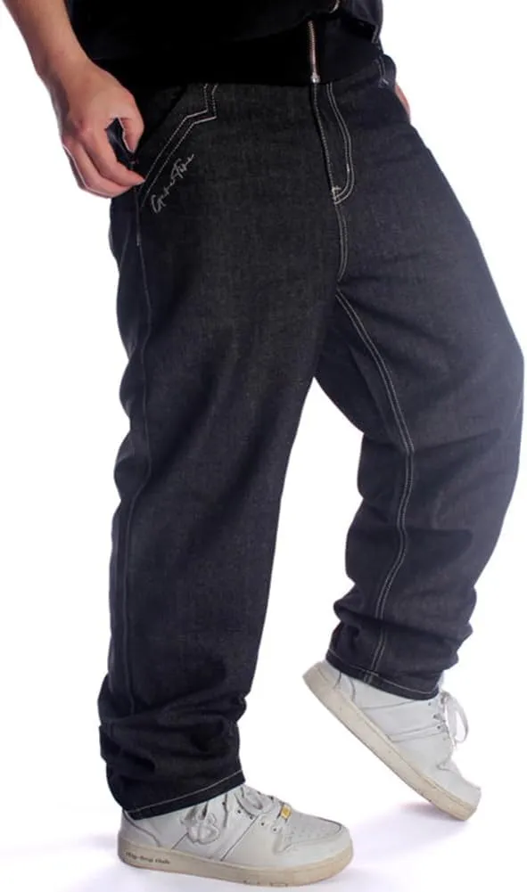 Ruiatoo Men's Classic Baggy Jeans Daily Loose Denim Jeans Hip Hop Dance Jogging Long Casual Pants