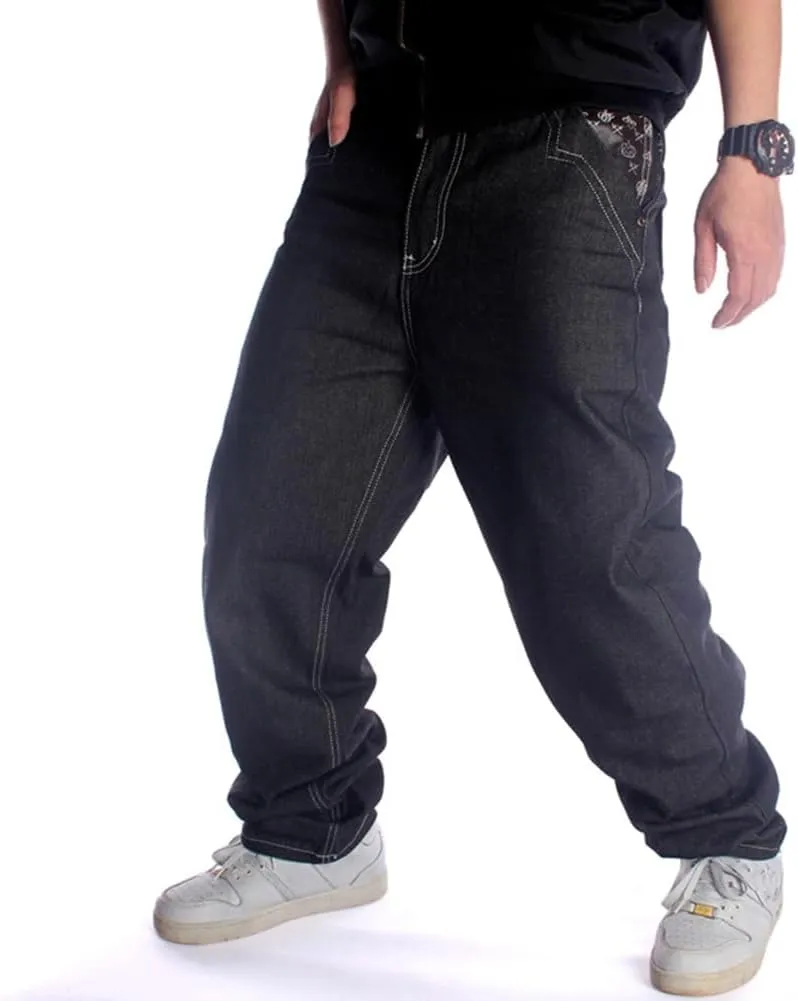 Ruiatoo Men's Classic Baggy Jeans Daily Loose Denim Jeans Hip Hop Dance Jogging Long Casual Pants