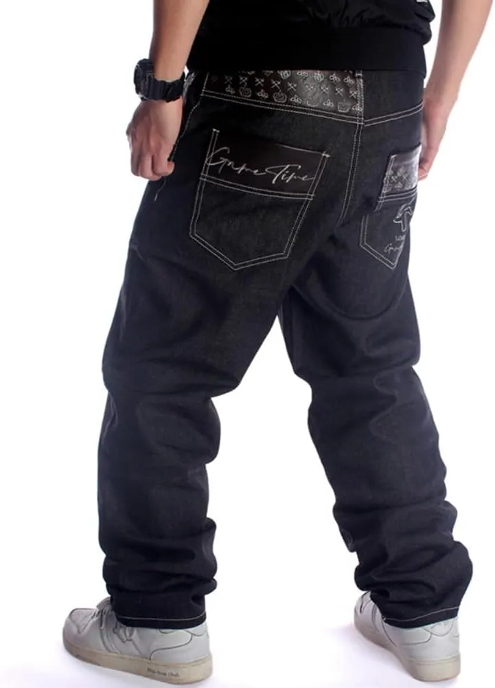 Ruiatoo Men's Classic Baggy Jeans Daily Loose Denim Jeans Hip Hop Dance Jogging Long Casual Pants