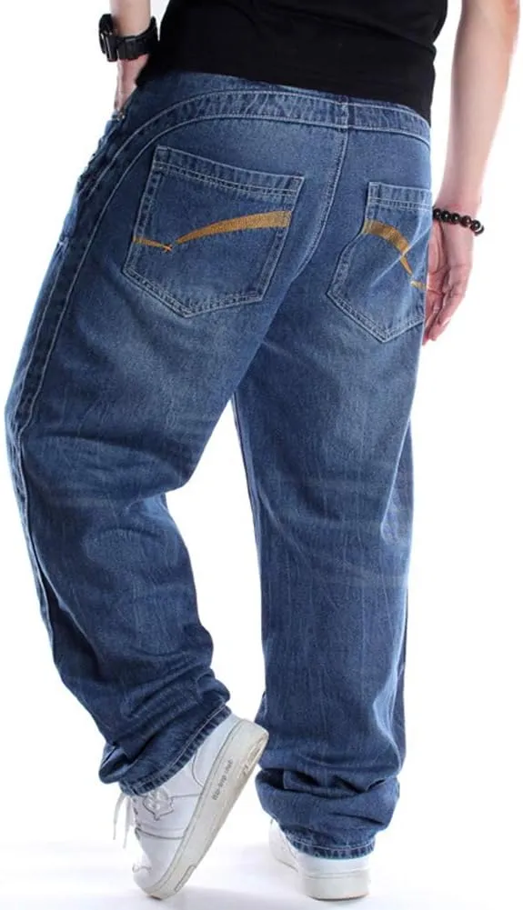 Ruiatoo Men's Classic Baggy Jeans Daily Loose Denim Jeans Hip Hop Dance Jogging Long Casual Pants
