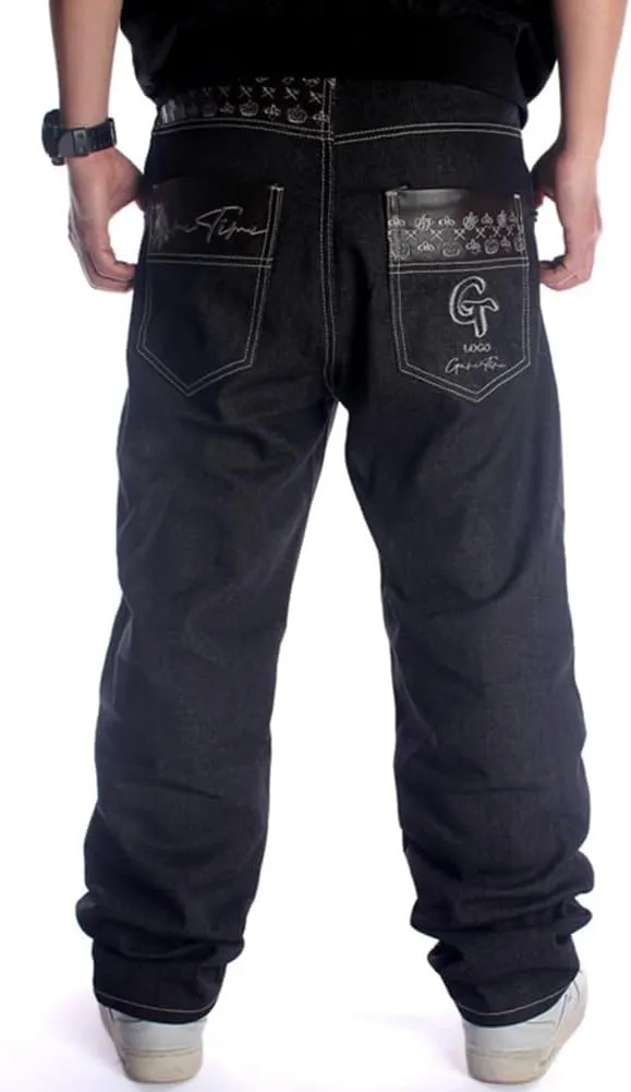 Ruiatoo Men's Classic Baggy Jeans Daily Loose Denim Jeans Hip Hop Dance Jogging Long Casual Pants