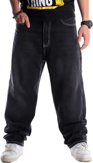 Ruiatoo Men's Classic Baggy Jeans Daily Loose Denim Jeans Hip Hop Dance Jogging Long Casual Pants
