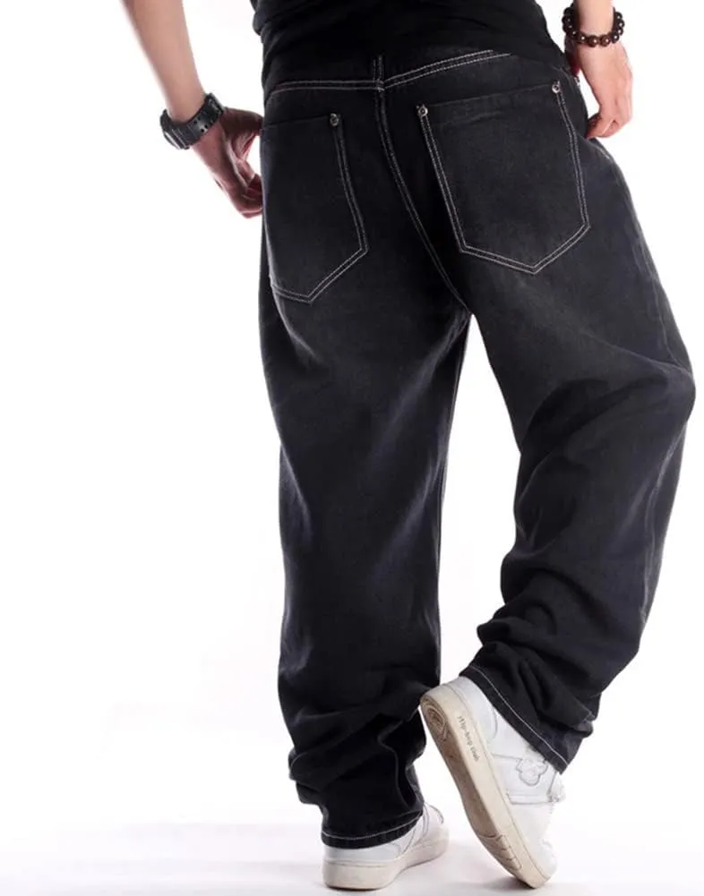 Ruiatoo Men's Classic Baggy Jeans Daily Loose Denim Jeans Hip Hop Dance Jogging Long Casual Pants