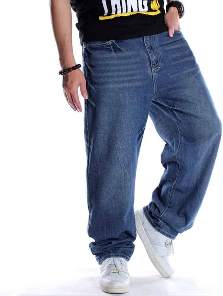 Ruiatoo Men's Classic Baggy Jeans Daily Loose Denim Jeans Hip Hop Dance Jogging Long Casual Pants