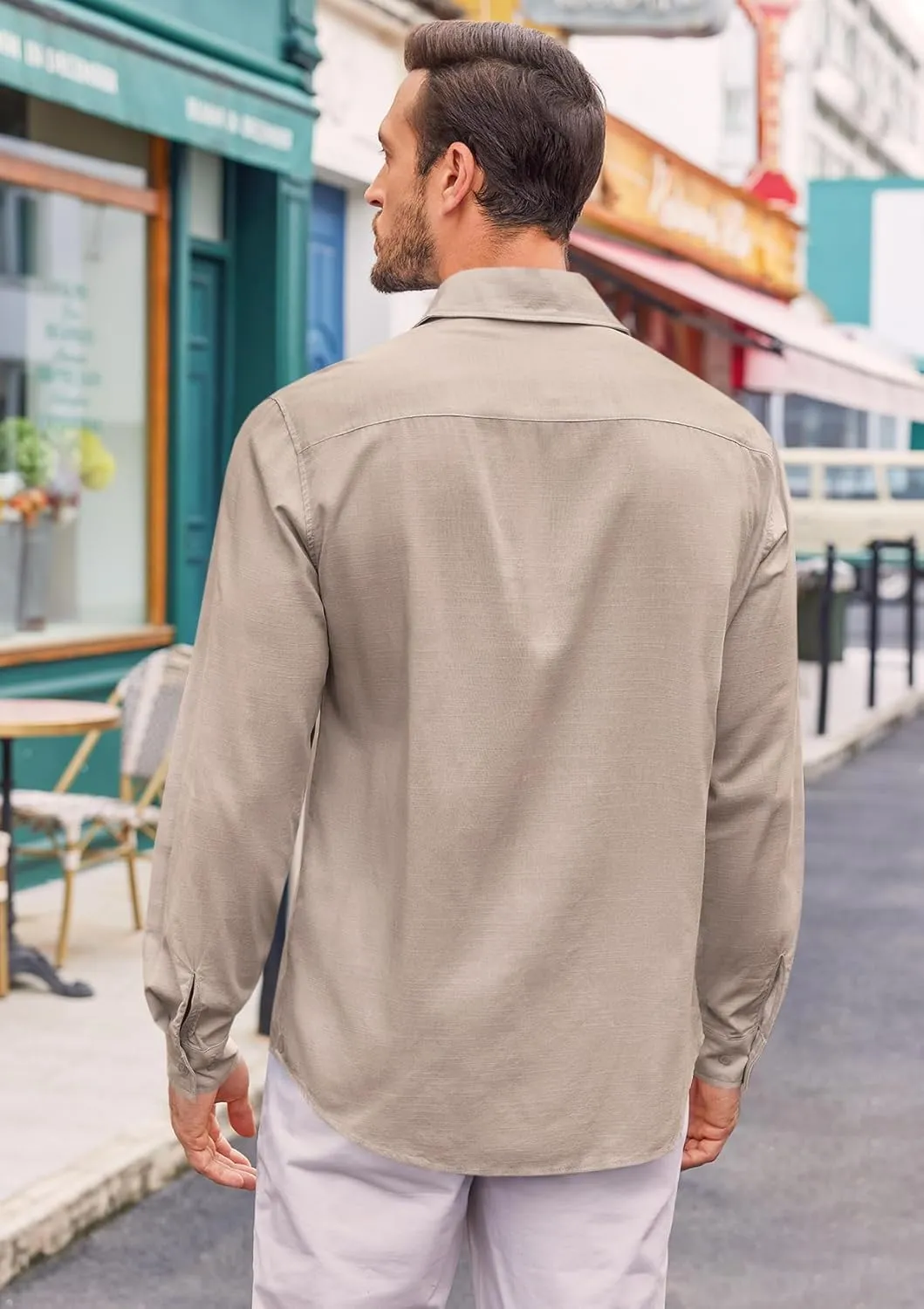 Runcati Mens Button Down Shirt Cotton Linen Casual Long Sleeve Shirts Collared Hippie Beach Tops