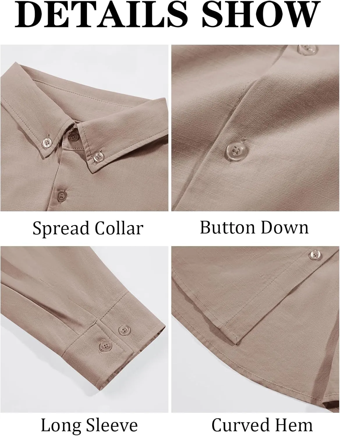 Runcati Mens Button Down Shirt Cotton Linen Casual Long Sleeve Shirts Collared Hippie Beach Tops