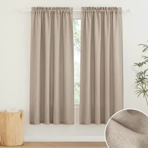 RYB HOME Linen Sheer Curtains for Small Window, Airy Breathable Absorbent Curtains & Drapes, Light Filter Half Privacy Protect for Study Room Office, Length 63 by Width 52 inch, 2 Panels, Khaki