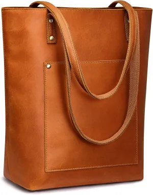 S-ZONE Women Vintage Genuine Leather Tote Bag Large Shoulder Purse Work Handbag