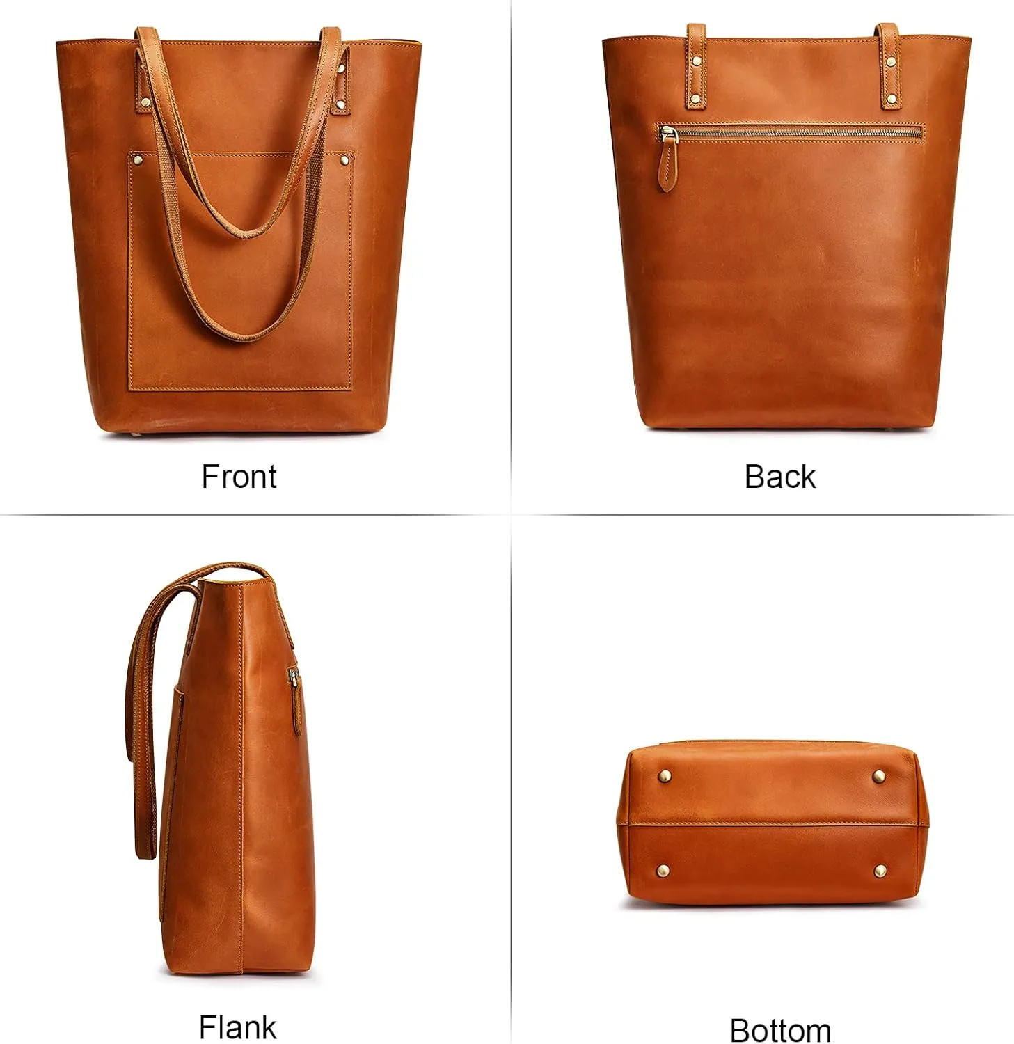 S-ZONE Women Vintage Genuine Leather Tote Bag Large Shoulder Purse Work Handbag