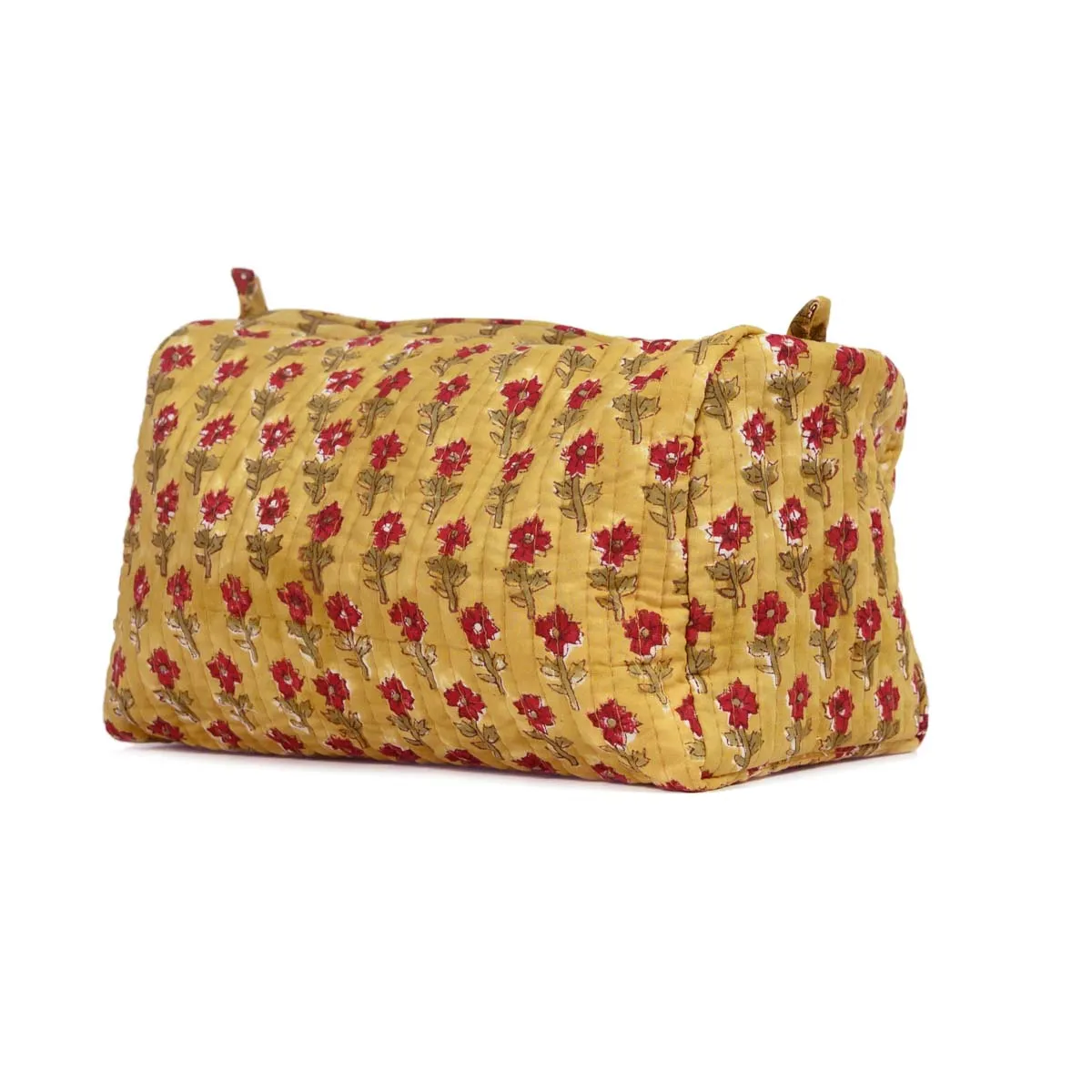 SAFFRON BUTTI QUILTED TOILETRY POUCH