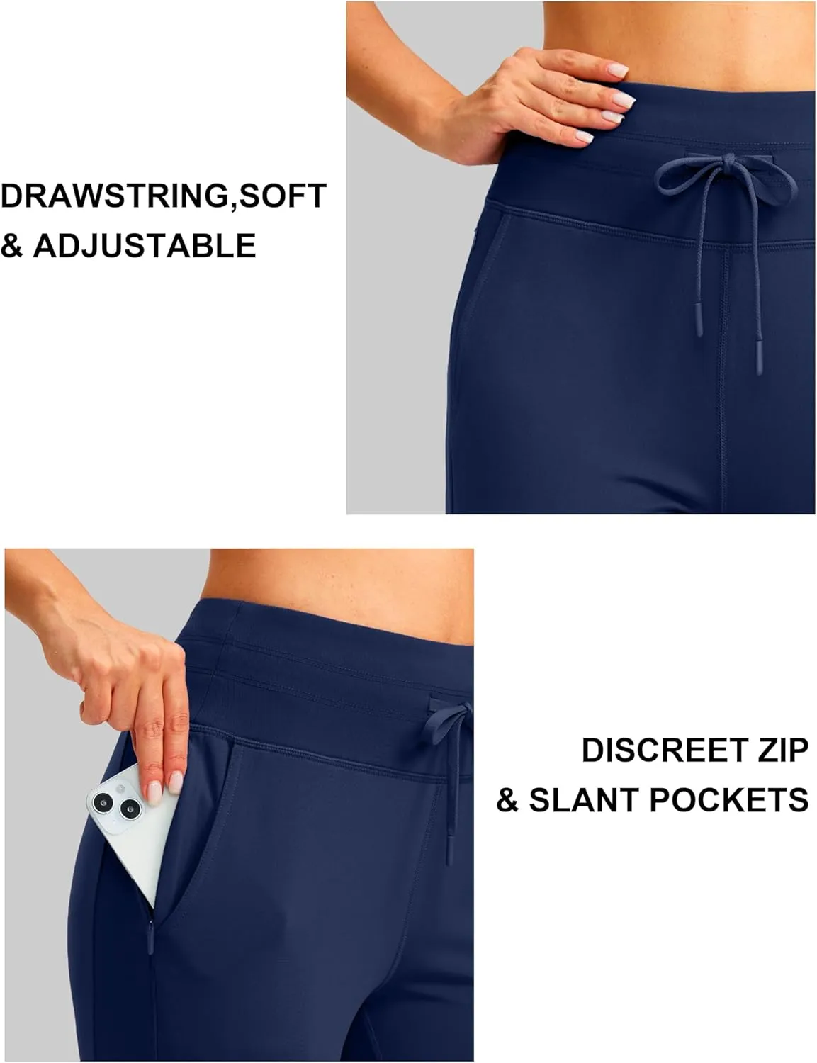 SANTINY Women's Fleece Lined Joggers with Pockets Slim Fit Ski Pants Winter Warm Leggings Hiking Running Gear
