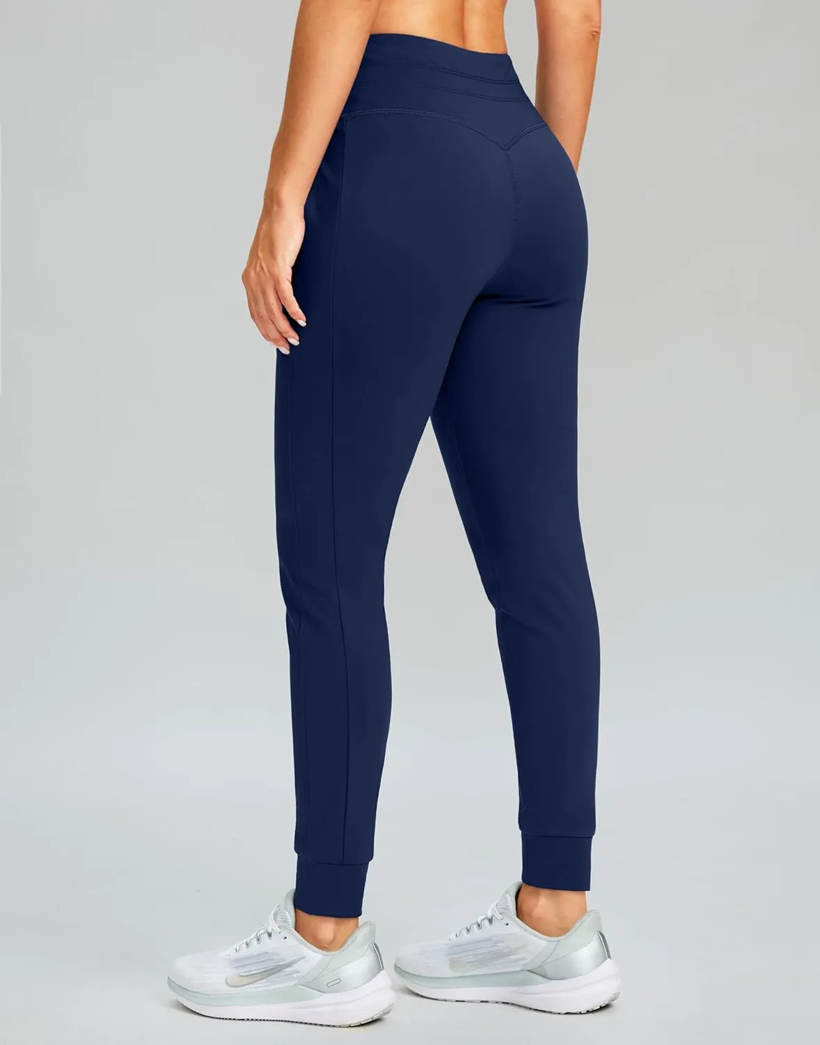 SANTINY Women's Fleece Lined Joggers with Pockets Slim Fit Ski Pants Winter Warm Leggings Hiking Running Gear