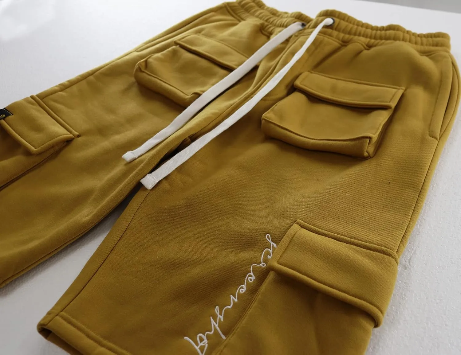 SCREENSHOT Mens Urban NYC Hip Hop Utility Fit Premium Fleece Shorts - Varsity Street Fashion SweatShorts Ribbed Wasteband
