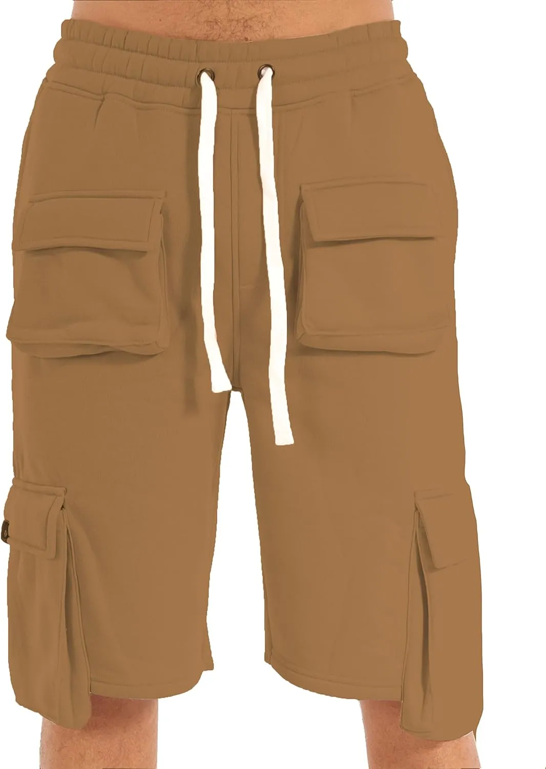 SCREENSHOT Mens Urban NYC Hip Hop Utility Fit Premium Fleece Shorts - Varsity Street Fashion SweatShorts Ribbed Wasteband