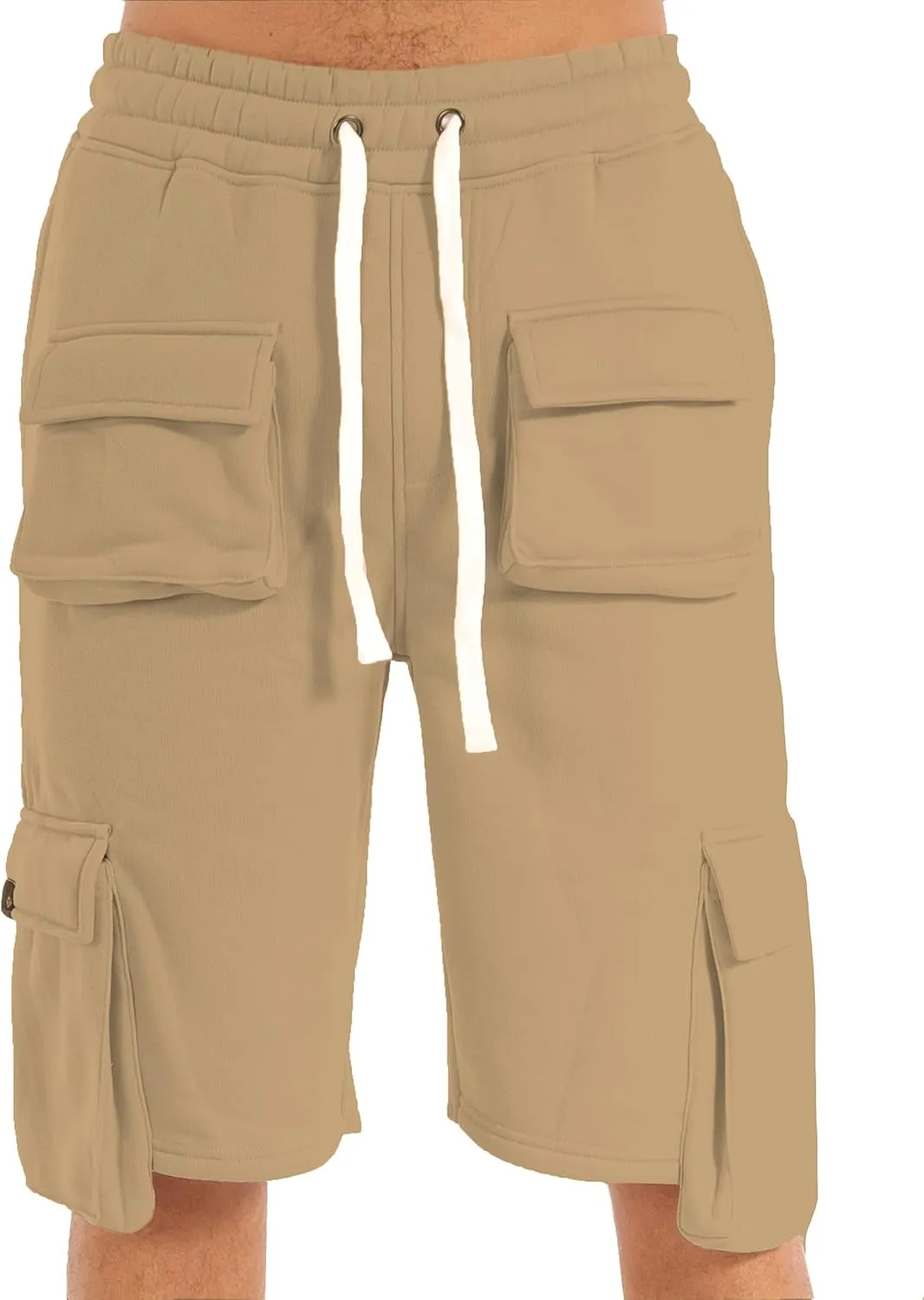 SCREENSHOT Mens Urban NYC Hip Hop Utility Fit Premium Fleece Shorts - Varsity Street Fashion SweatShorts Ribbed Wasteband