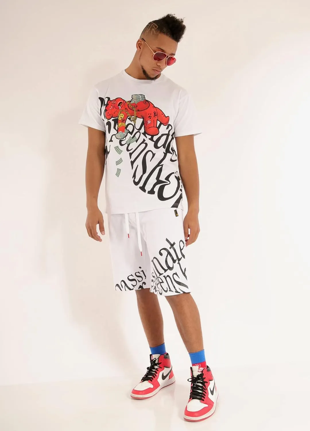 SCREENSHOT Mens Urban NYC Hip Hop Utility Fit Premium Fleece Shorts - Varsity Street Fashion SweatShorts Ribbed Wasteband