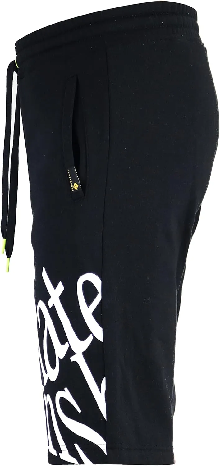 SCREENSHOT Mens Urban NYC Hip Hop Utility Fit Premium Fleece Shorts - Varsity Street Fashion SweatShorts Ribbed Wasteband
