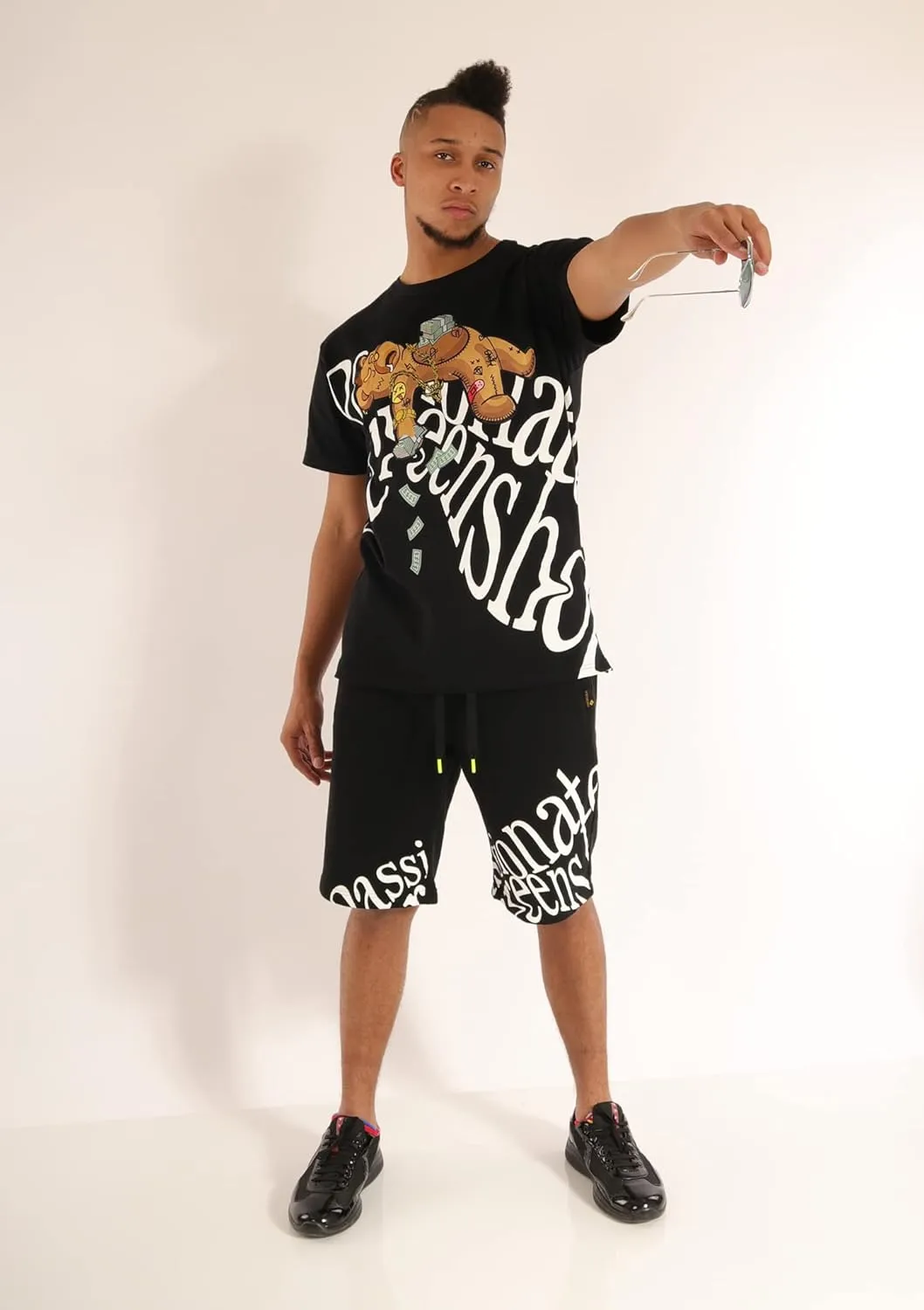SCREENSHOT Mens Urban NYC Hip Hop Utility Fit Premium Fleece Shorts - Varsity Street Fashion SweatShorts Ribbed Wasteband