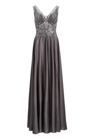 SEQUIN BODICE FLOWY GOWN